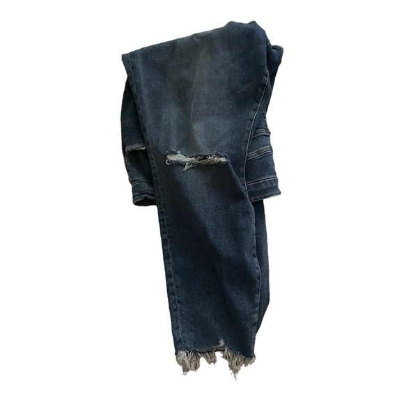 GOOD AMERICAN High Rise Skinny Jeans Medium Wash Distressed Blue Plus Size 3 - Picture 6 of 7